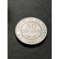 B 11 Moneda 50 Centavos 1991 Bolivia