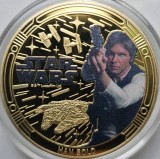 1/2 Half Dollar 2025 Solomon Islands, Han Solo, Star Wars, Gold plated, Bunc, Charles III, capsula