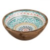 Bol Lemn Emailat, Model Aztec, Multicolor, Diametru 20cm, Capacitate 0,52L, Oem