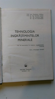 TEHNOLOGIA INGRASAMINTELOR MINERALE VOL.3 - C. CALISTRU, C. LEONTE (5+1)5 foto