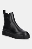 Gant ghete chelsea de piele Snowmont femei, culoarea negru, cu platforma, izolat, 29551787 G00