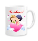 Cana alba personalizata Te iubesc, model heart wing, INOVATIX&reg;. 330ml, Oem