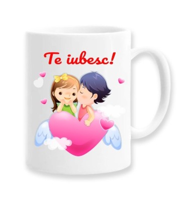Cana alba personalizata Te iubesc, model heart wing, INOVATIX&amp;reg;. 330ml foto