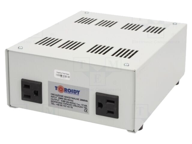 Autotransformator TOROIDY 230VAC 2000VA 115V