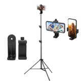 Set trepied 180 cm aluminiu negru cu suport telefon rotabil ABS reglabil 5.5, 10 cm, filet 1 4, 3 segmente, stabil 3 kg
