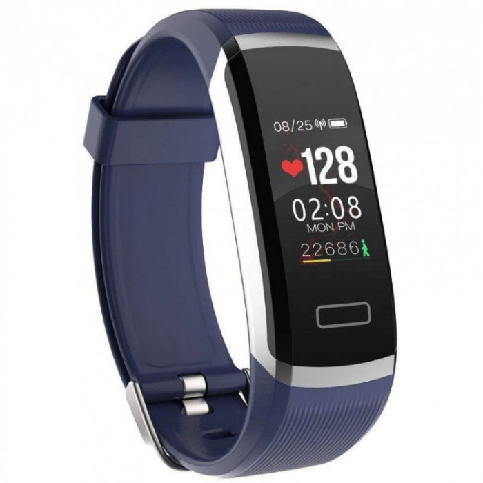 Resigilat Bratara Techstar&reg; Fitness GT101 Silver-Blue, IPS, Bluetooth 4.0, Monitorizare Cardiaca, Somn, Activitati