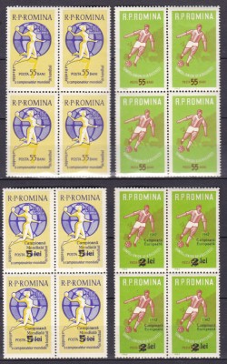 ROMANIA 1962 LP 535 LP 537 LP 545 LP 546 TURNEUL U.E.F.A./R.P.R.BLOCURI DE 4 MNH foto