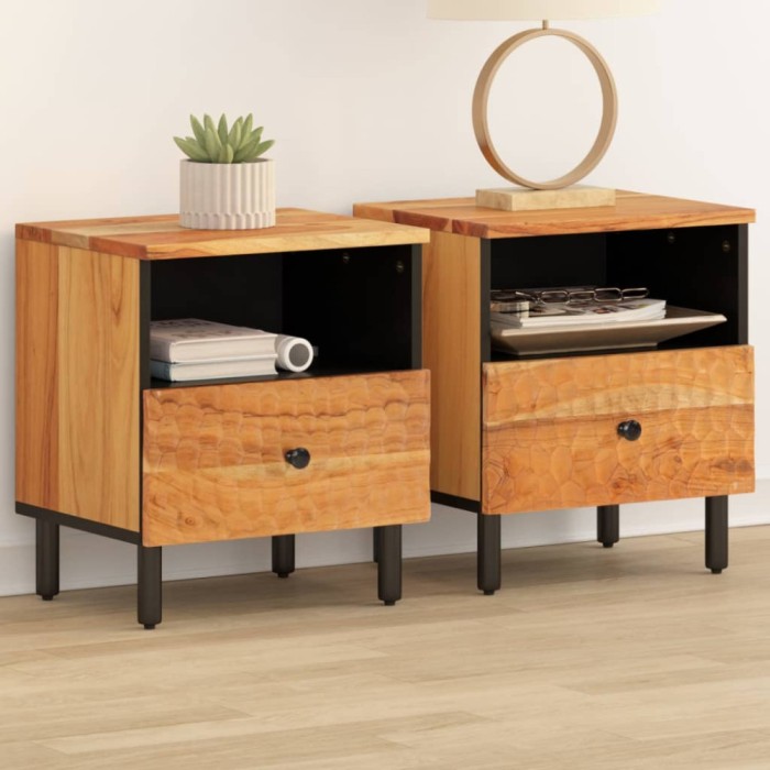 vidaXL Noptiere, 2 buc., 40x33x46 cm, lemn masiv de acacia 356862