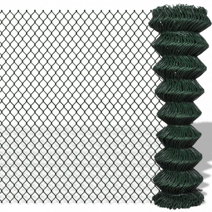 vidaXL Gard de legătură din plasă, verde, 1,5 x 25 m, oțel