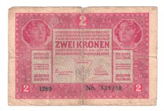 AUSTRIA 2 ZWEI KRONEN COROANE 1917