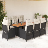 Set mobilier de gradina cu perne, 9 piese, negru, poliratan GartenMobel Dekor, vidaXL