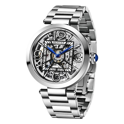 Ceas barbati Benyar Mecanic Automatic Skeleton Business Elegant Analog Otel inoxidabil foto