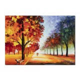 Tablou pictat manual, Peisaj din natura, pe aleea vietii, 70x50cm ulei pe panza in cutit efect 3D, Superb