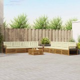 vidaXL Set de canapele de exterior cu pernă 9 pcs Natural și Crem 3373230