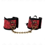 KINK - SCANDAL WRIST RESTRAINTS RED-BLACK LACE DETAILS 24.5 CM X 6.5 CM, KINK WRIST RESTRAINT
