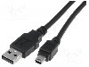 Cablu USB A mufa, USB B mini mufa, USB 2.0, lungime 1.8m, negru, ASSMANN - AK-300108-018-S