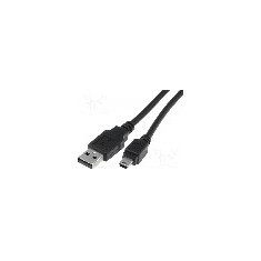 Cablu USB A mufa, USB B mini mufa, USB 2.0, lungime 1.8m, negru, ASSMANN - AK-300108-018-S