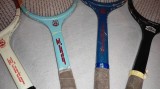 4 rachete tenis camp vintage din lemn romanesti REGHIN - JUNIOR - NEPTUN - PLUTO