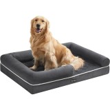 FEANDREA Pat ortopedic pentru caini, cu margini inaltate si husa detasabila, 106x80x20 cm, gri inchis Household NewTrend