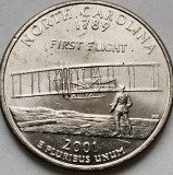 25 cents / quarter 2001 USA, North Carolina, unc-Aunc, litera P, America de Nord