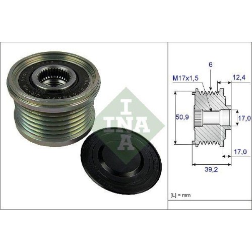 Fulie alternator Mazda 2 (DL), 3 (BM), 6 (GJ), CX-3 (DK), CX-30 (DM), CX-5 (KE), CX-9 (TC), 1.5 D, 2.2 D, 1.8 SKYACTIV-D, 2.5, 2.2 SKYACTIV-D, INA