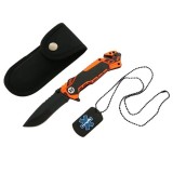 Briceag de vanatoare DEPOX&reg;, Medical Rescue, 20 cm, otel inoxidabil, negru, husa inclusa