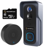 VideoInterfon SMART Wifi cu App Control, Senzor Miscare Notificare pe Telefon, Night Vision, Infrarosu, Gri