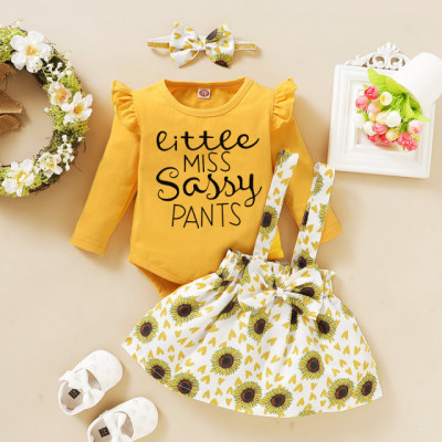 Sarafan cu body pentru fetite - Sun flowers (Marime Disponibila: 12-18 luni foto