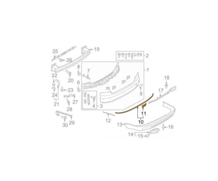 Bandou bara protectie spate AUDI A8 (D4/4F), 2014-, Centrala, cromat