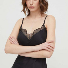 Chantelle top de pijama de mătase culoarea negru