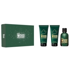 Dsquared Green Wood For Him Set cadou pentru barbati EDT 100 ml + 100 ml gel de duș + 100 ml balsam după ras