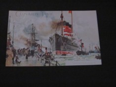 Carte Poștală - Vapor Transatlantic cu Coșuri Roșii și Mulțime la &amp;Icirc;mbarcare Belle &amp;Eacute;poque ,Modern foto