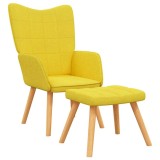 Cumpara ieftin Scaun relaxare cu taburet, galben mustar, textil