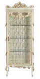 Vitrina Rococo din lemn masiv alb cu decoratiuni din alama CAT949D, Comode si bufete