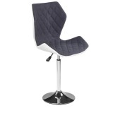 Scaun de bar HM Matrix 2, Ergonomic, Baza fixa, Cadru Cromat, Stofa Piele ecologica, Inaltime ajustabila, Rotativ, 100 Kg, Alb Gri