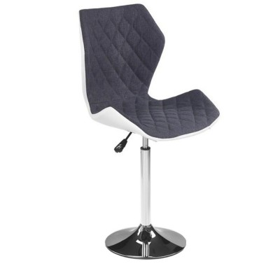 Scaun de bar HM Matrix 2, Ergonomic, Baza fixa, Cadru Cromat, Stofa Piele ecologica, Inaltime ajustabila, Rotativ, 100 Kg, Alb Gri foto