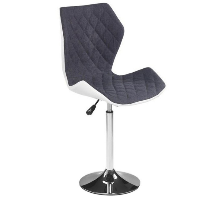 Scaun de bar HM Matrix 2, Ergonomic, Baza fixa, Cadru Cromat, Stofa Piele ecologica, Inaltime ajustabila, Rotativ, 100 Kg, Alb Gri