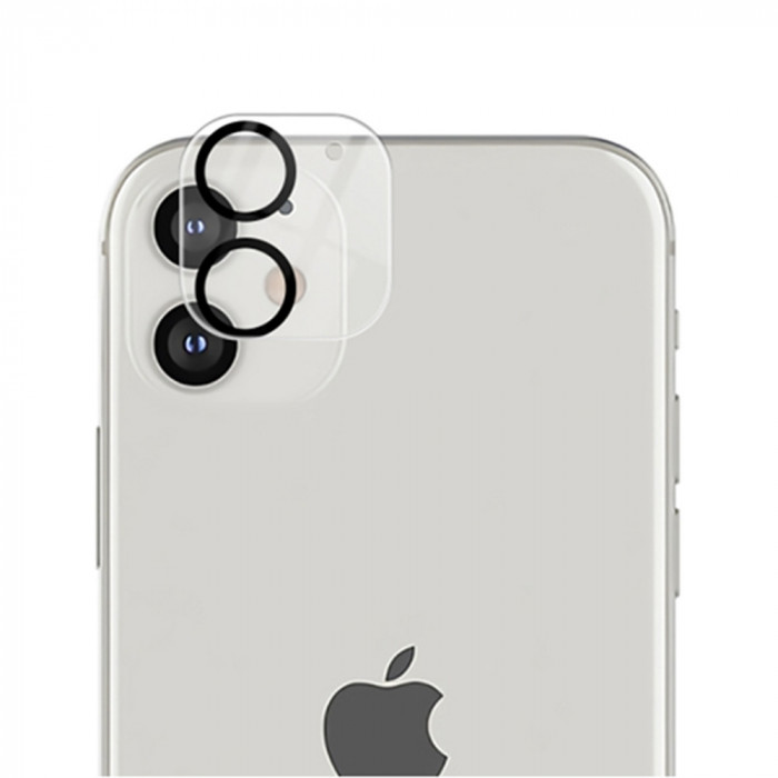 Folie pentru iPhone 11 / 12 mini, Lito S+ Camera Glass Protector, Black/Transparent