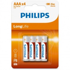 Baterie Philips Longlife, AAA / LR3, Set 4 bucati Phil-R03L4B/10 foto