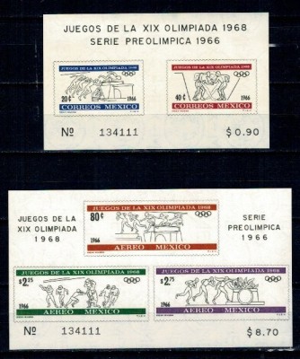 Mexic 1966 - Jocurile Olimpice, preolimpiada, colita+bloc neuzat foto