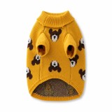 Pulover Tricotat pentru C&acirc;ini Mici, Model Ursuleți, Galben