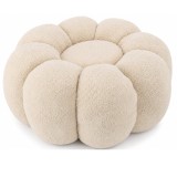 Taburet decorativ tip floare, plusat, bej, 65x30 cm pentru living