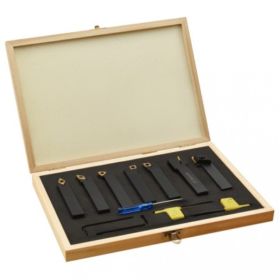 vidaXL Set unelte de strunjire indexabile, 12 piese, 16x16 mm, 100 mm foto
