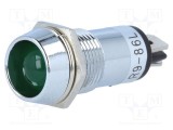 Lampă LED concav verde 24VDC &Oslash;14,2mm IP40 alamă SCI