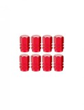 Set 8 capace hexagonale rosii pentru valva auto, aliaj aluminiu, lungime 1.8 cm