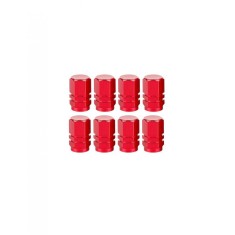 Set 8 capace hexagonale rosii pentru valva auto, aliaj aluminiu, lungime 1.8 cm