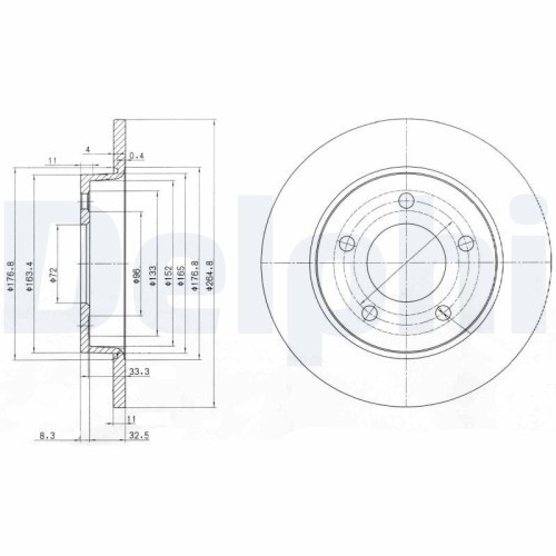 Set discuri frana spate DELPHI, Mazda 3 (Bk), 10.2003-12.2009, 3 (Bl), 12.2008-2014, 3 Limuzina (Bk), 09.99-12.2009, 3 Limuzina (Bl), 12.2008-2014, s