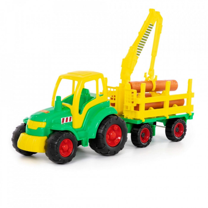 Tractor cu remorca lemne - Champion, 68x22x26 cm, 5-7 ani, 3-5 ani, Băieți