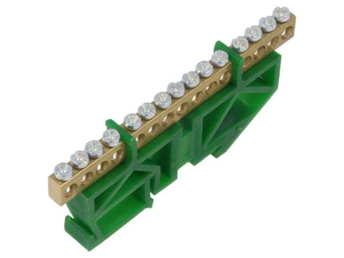 Conector regletă 1 pistă 15 borne verde