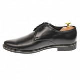 Pantofi barbati, casual, din piele naturala box, negru - P80NBOX